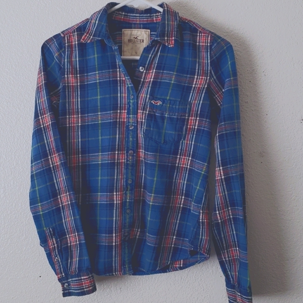 Vintage Hollister Blue Plaid Flannel Size S